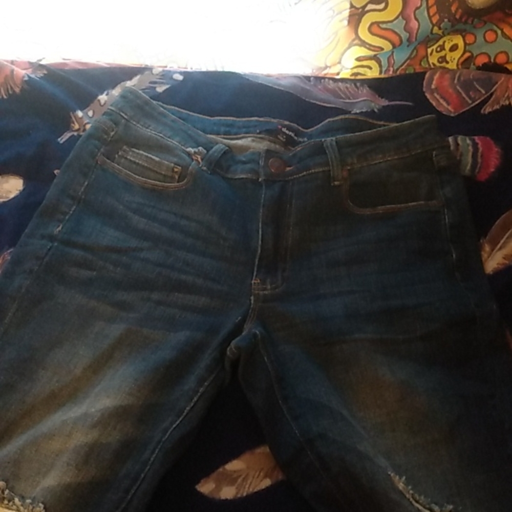 Denim jeans, cuffed